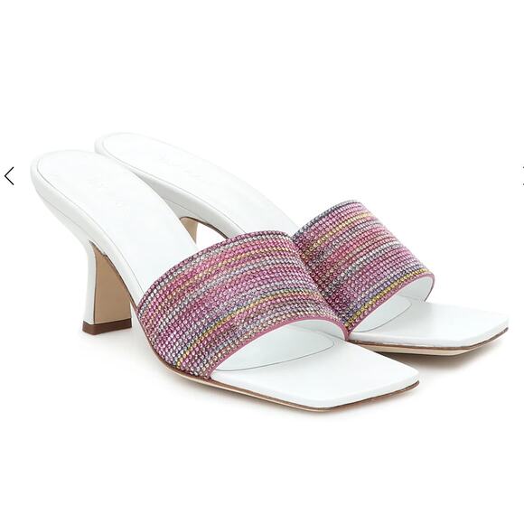By Far Dylan Crystal Embellished Leather Sandals Size 8 - Picture 1 of 14